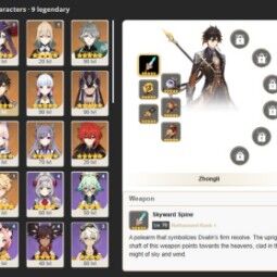 [UE] AR 56 ⭐ 44 personagens (9 Lendários) ✨ zhongli  + alhaitham + Bennet + Espinha em direção ao céu + Espada ✅ do Sacrifício full acesso ✅ 0